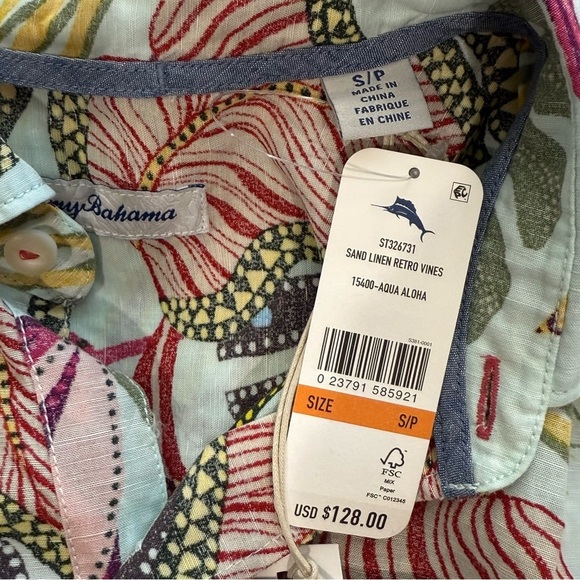 Tommy Bahama Small Men's Retro Vines Short Sleeve Linen Blend Printed Shirt NWT - Picture 12 of 15